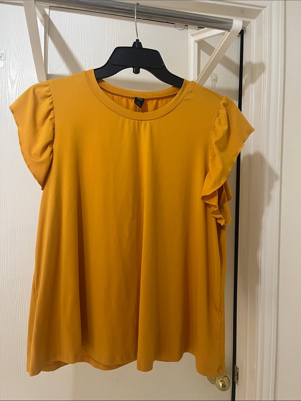 SHEIN Mustard Yellow Ruffle Sleeve Blouse
